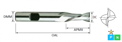 2.0mm 2 Flute Long Series Cobalt 8% Slot Drill